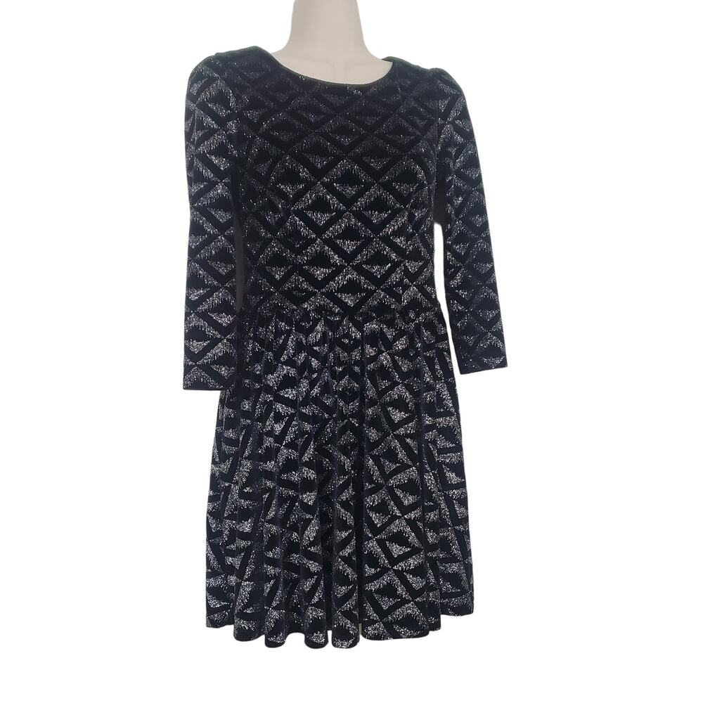 TOPSHOP BABYDOLL DRESS WOMEN'S SIZE US 4 VELVET GLITTER FIT FLARE SKATER MINI
